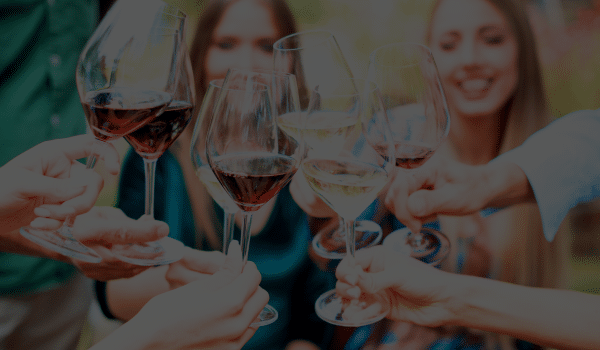 group of friends toasting glasses of various wine - wine distributor ireland